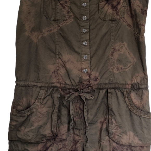 MUDD Khaki Button Front Custom Tie-Dye Romper - Picture 12 of 13